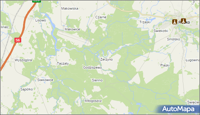 mapa Żerzyno, Żerzyno na mapie Targeo