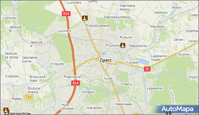 mapa Zgierz, Zgierz na mapie Targeo