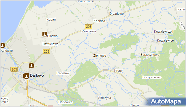 mapa Zielnowo gmina Darłowo, Zielnowo gmina Darłowo na mapie Targeo