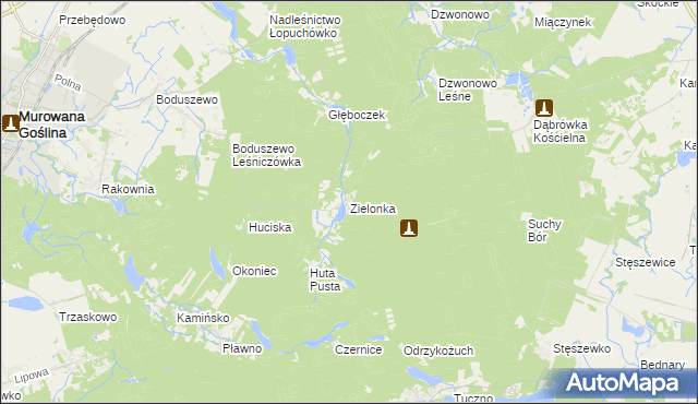 mapa Zielonka gmina Murowana Goślina, Zielonka gmina Murowana Goślina na mapie Targeo