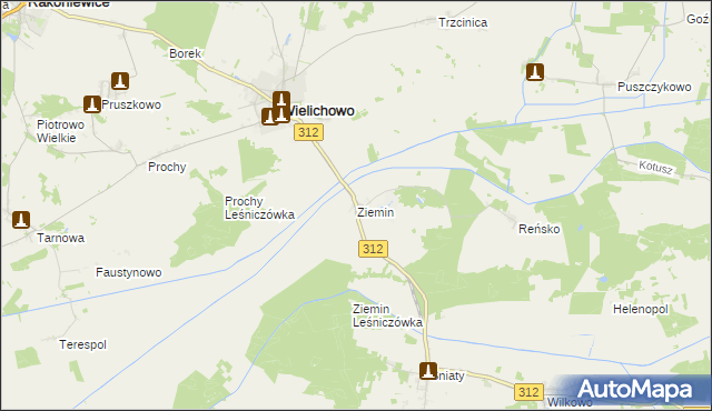 mapa Ziemin, Ziemin na mapie Targeo