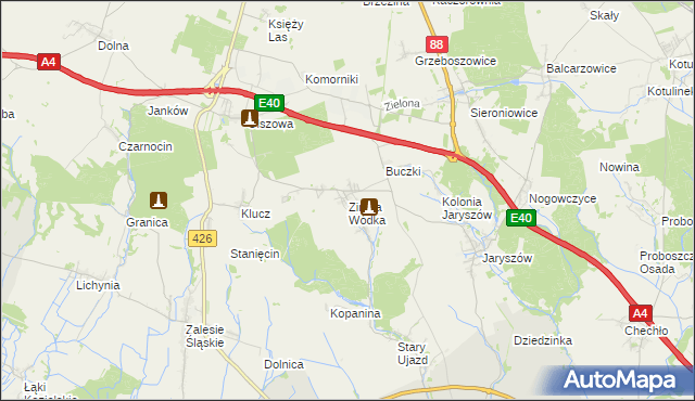 mapa Zimna Wódka, Zimna Wódka na mapie Targeo
