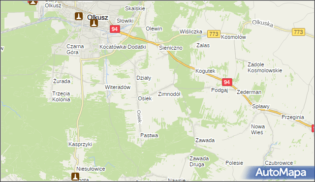 mapa Zimnodół, Zimnodół na mapie Targeo