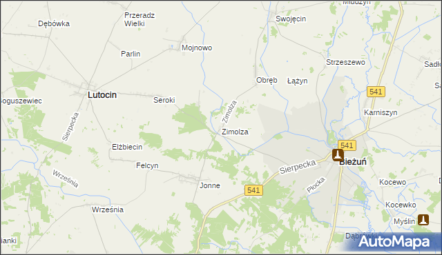 mapa Zimolza, Zimolza na mapie Targeo