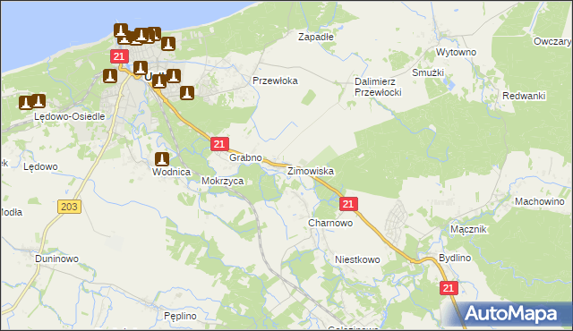 mapa Zimowiska, Zimowiska na mapie Targeo