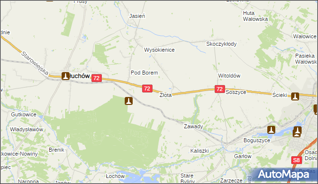 mapa Złota gmina Głuchów, Złota gmina Głuchów na mapie Targeo