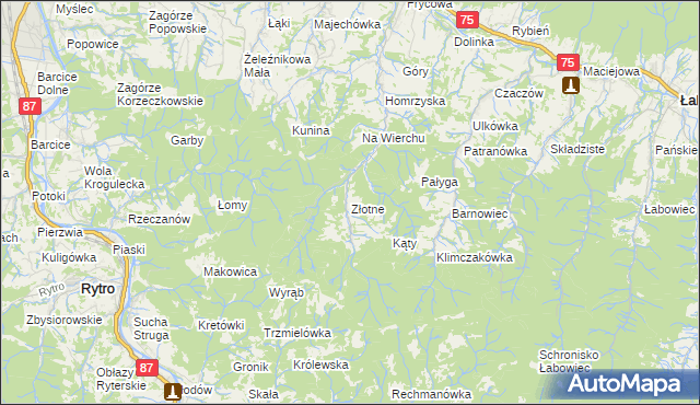 mapa Złotne, Złotne na mapie Targeo