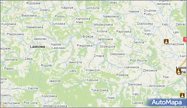 mapa Żmiąca, Żmiąca na mapie Targeo