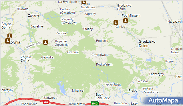 mapa Zmysłówka gmina Grodzisko Dolne, Zmysłówka gmina Grodzisko Dolne na mapie Targeo