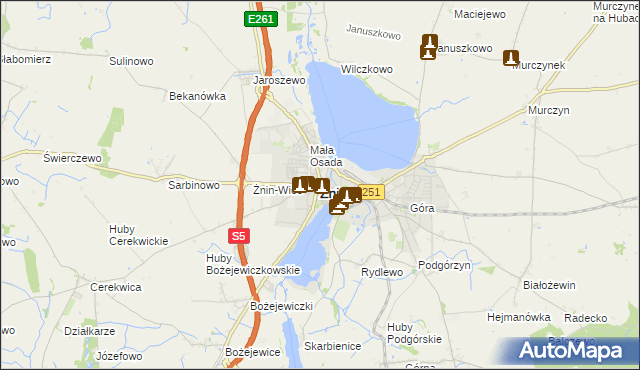 mapa Żnin, Żnin na mapie Targeo
