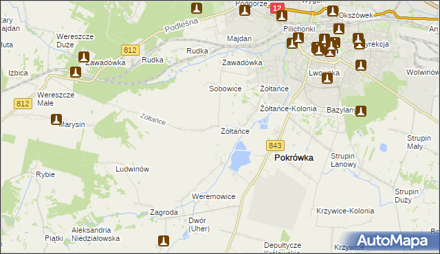 mapa Żółtańce, Żółtańce na mapie Targeo