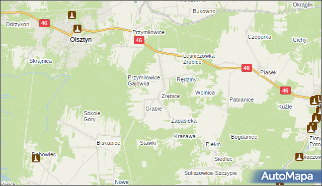 mapa Zrębice, Zrębice na mapie Targeo