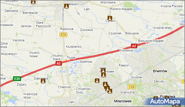 mapa Żuków gmina Grodzisk Mazowiecki, Żuków gmina Grodzisk Mazowiecki na mapie Targeo