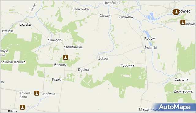 mapa Żuków gmina Miączyn, Żuków gmina Miączyn na mapie Targeo