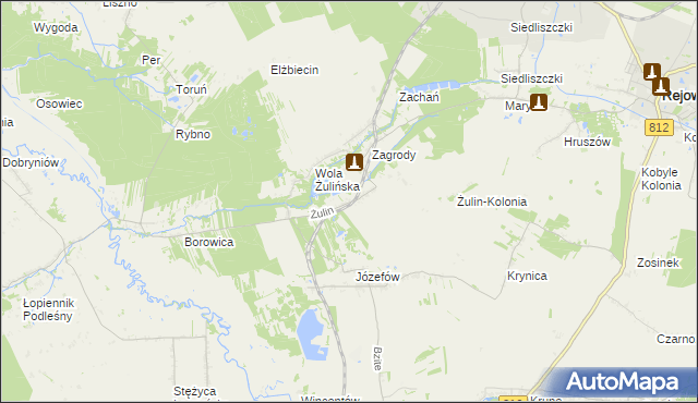 mapa Żulin gmina Łopiennik Górny, Żulin gmina Łopiennik Górny na mapie Targeo