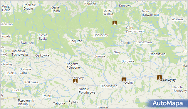 mapa Żurowa, Żurowa na mapie Targeo