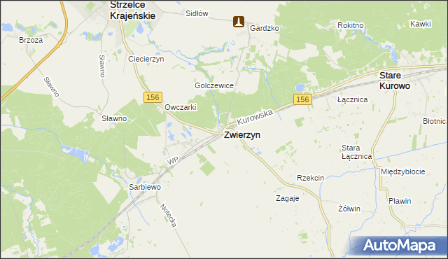 mapa Zwierzyn powiat strzelecko-drezdenecki, Zwierzyn powiat strzelecko-drezdenecki na mapie Targeo