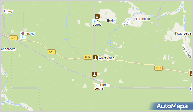 mapa Zwierzyniec gmina Białowieża, Zwierzyniec gmina Białowieża na mapie Targeo