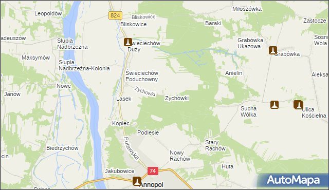 mapa Zychówki, Zychówki na mapie Targeo