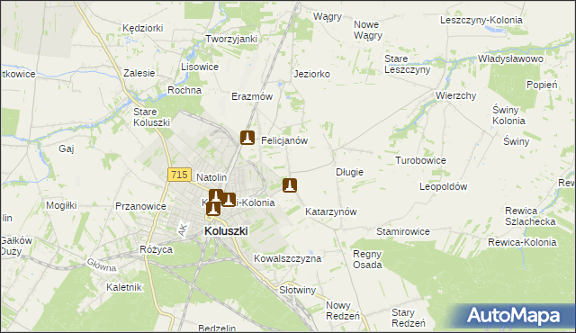 mapa Zygmuntów gmina Koluszki, Zygmuntów gmina Koluszki na mapie Targeo