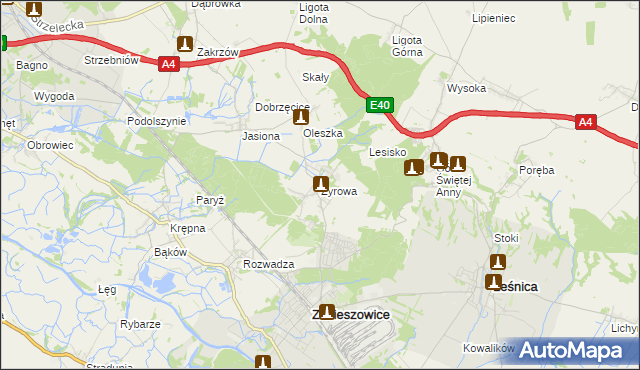 mapa Żyrowa, Żyrowa na mapie Targeo