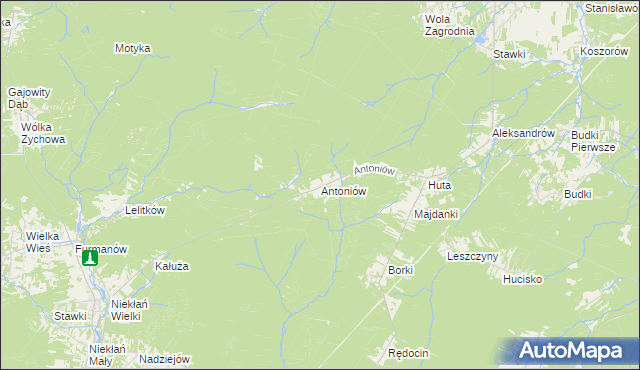 mapa Antoniów gmina Chlewiska, Antoniów gmina Chlewiska na mapie Targeo