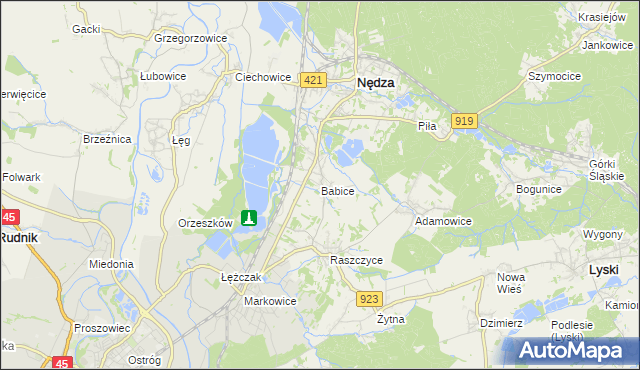 mapa Babice gmina Nędza, Babice gmina Nędza na mapie Targeo