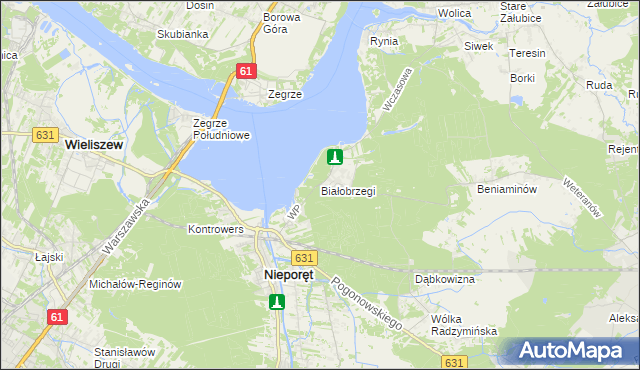 mapa Białobrzegi gmina Nieporęt, Białobrzegi gmina Nieporęt na mapie Targeo