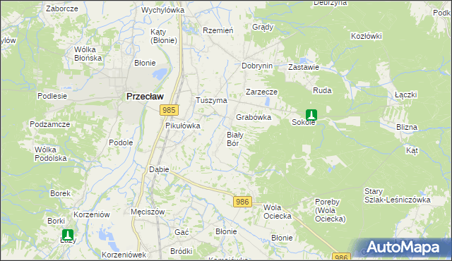 mapa Biały Bór gmina Przecław, Biały Bór gmina Przecław na mapie Targeo