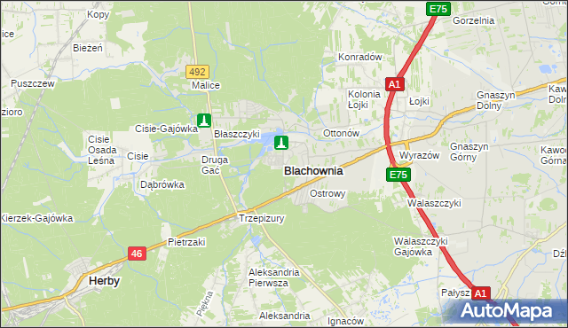 mapa Blachownia, Blachownia na mapie Targeo