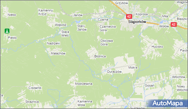 mapa Błotnica gmina Stąporków, Błotnica gmina Stąporków na mapie Targeo