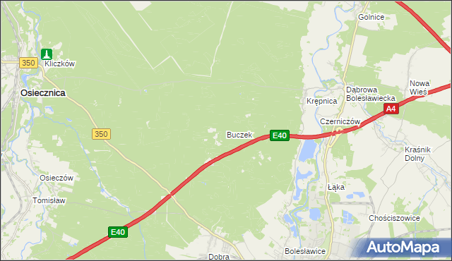 mapa Buczek gmina Bolesławiec, Buczek gmina Bolesławiec na mapie Targeo