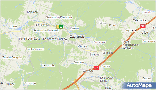 mapa Chrusty gmina Zagnańsk, Chrusty gmina Zagnańsk na mapie Targeo