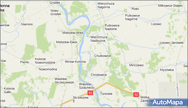 mapa Chutkowice, Chutkowice na mapie Targeo