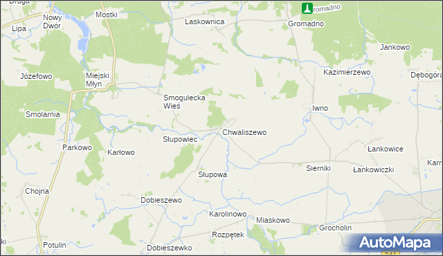 mapa Chwaliszewo gmina Kcynia, Chwaliszewo gmina Kcynia na mapie Targeo