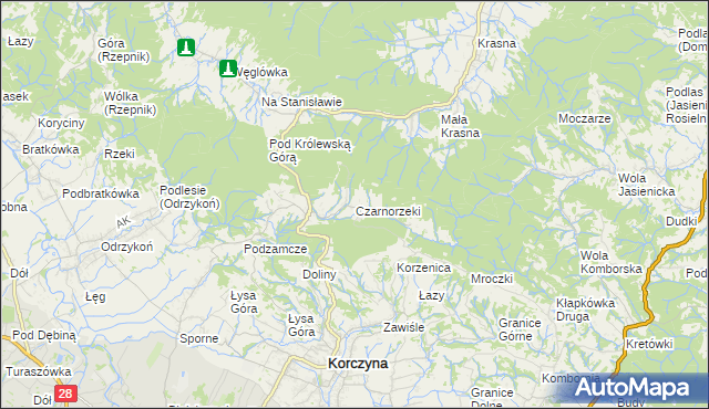 mapa Czarnorzeki, Czarnorzeki na mapie Targeo