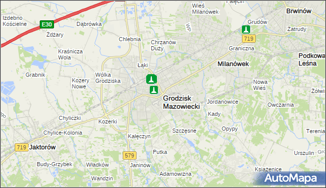 mapa Grodzisk Mazowiecki, Grodzisk Mazowiecki na mapie Targeo