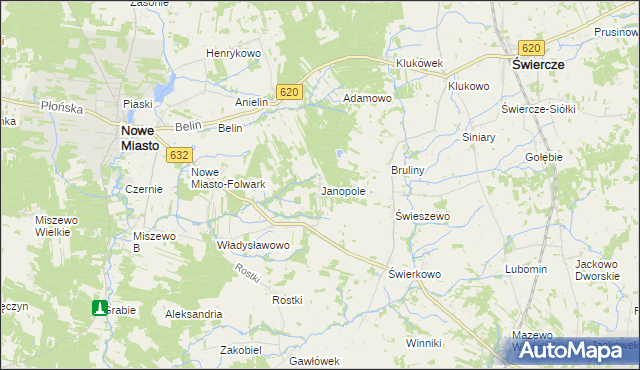 mapa Janopole gmina Nowe Miasto, Janopole gmina Nowe Miasto na mapie Targeo