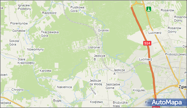 mapa Jedlicze B, Jedlicze B na mapie Targeo