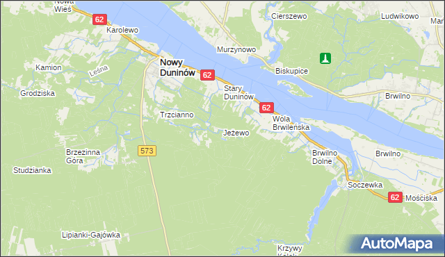 mapa Jeżewo gmina Nowy Duninów, Jeżewo gmina Nowy Duninów na mapie Targeo