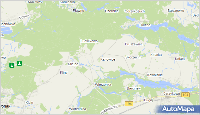 mapa Karłowice gmina Swarzędz, Karłowice gmina Swarzędz na mapie Targeo