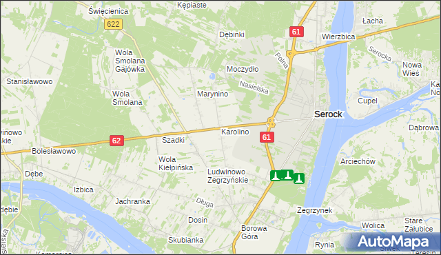 mapa Karolino gmina Serock, Karolino gmina Serock na mapie Targeo