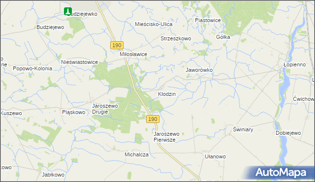 mapa Kłodzin gmina Mieścisko, Kłodzin gmina Mieścisko na mapie Targeo