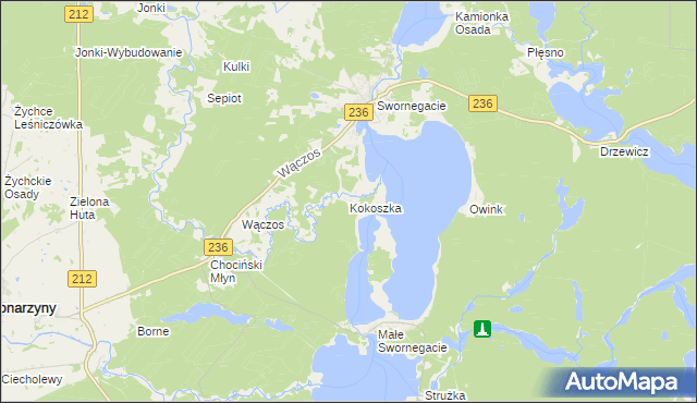 mapa Kokoszka gmina Chojnice, Kokoszka gmina Chojnice na mapie Targeo