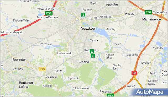 mapa Komorów gmina Michałowice, Komorów gmina Michałowice na mapie Targeo