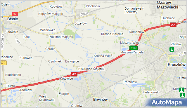 mapa Krosna-Wieś, Krosna-Wieś na mapie Targeo