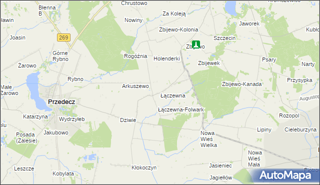 mapa Łączewna gmina Przedecz, Łączewna gmina Przedecz na mapie Targeo