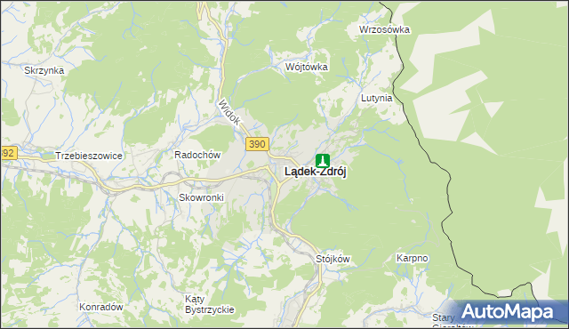 mapa Lądek-Zdrój, Lądek-Zdrój na mapie Targeo