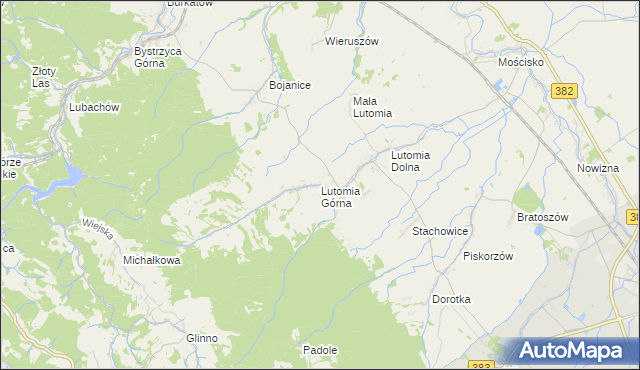 mapa Lutomia Górna, Lutomia Górna na mapie Targeo