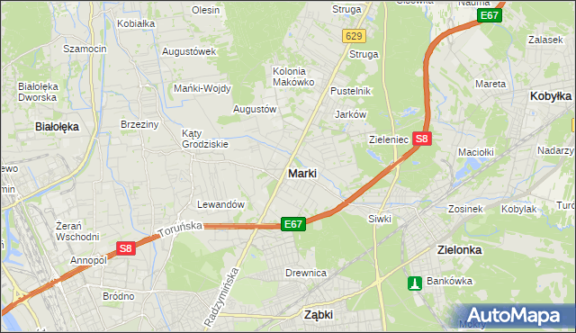mapa Marki powiat wołomiński, Marki powiat wołomiński na mapie Targeo